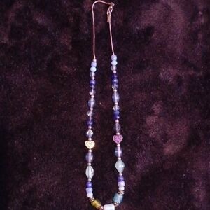 Colorful Beaded Necklace with Heart Accents